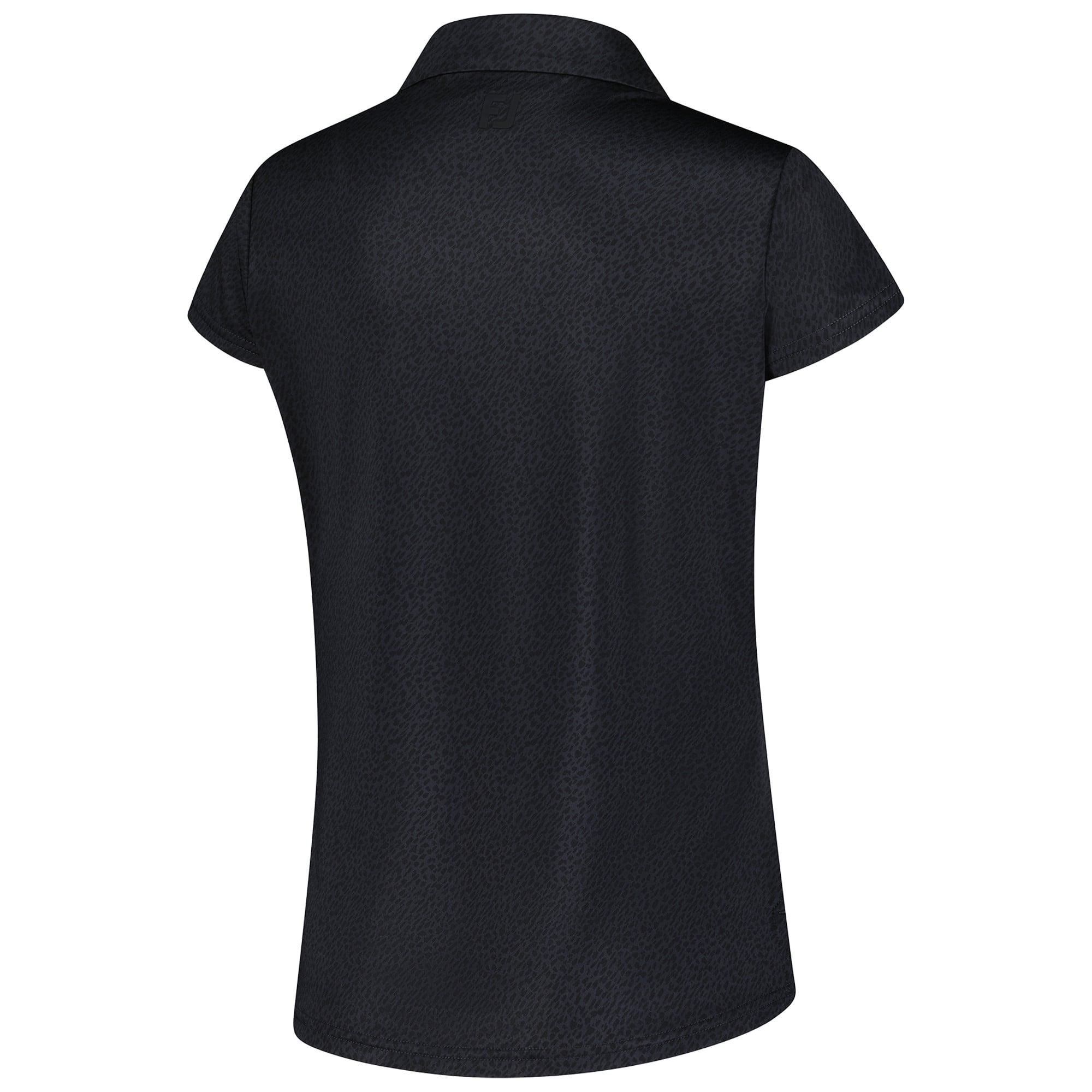 Women's FootJoy Black John Deere Classic Printed Cap Sleeve Polo